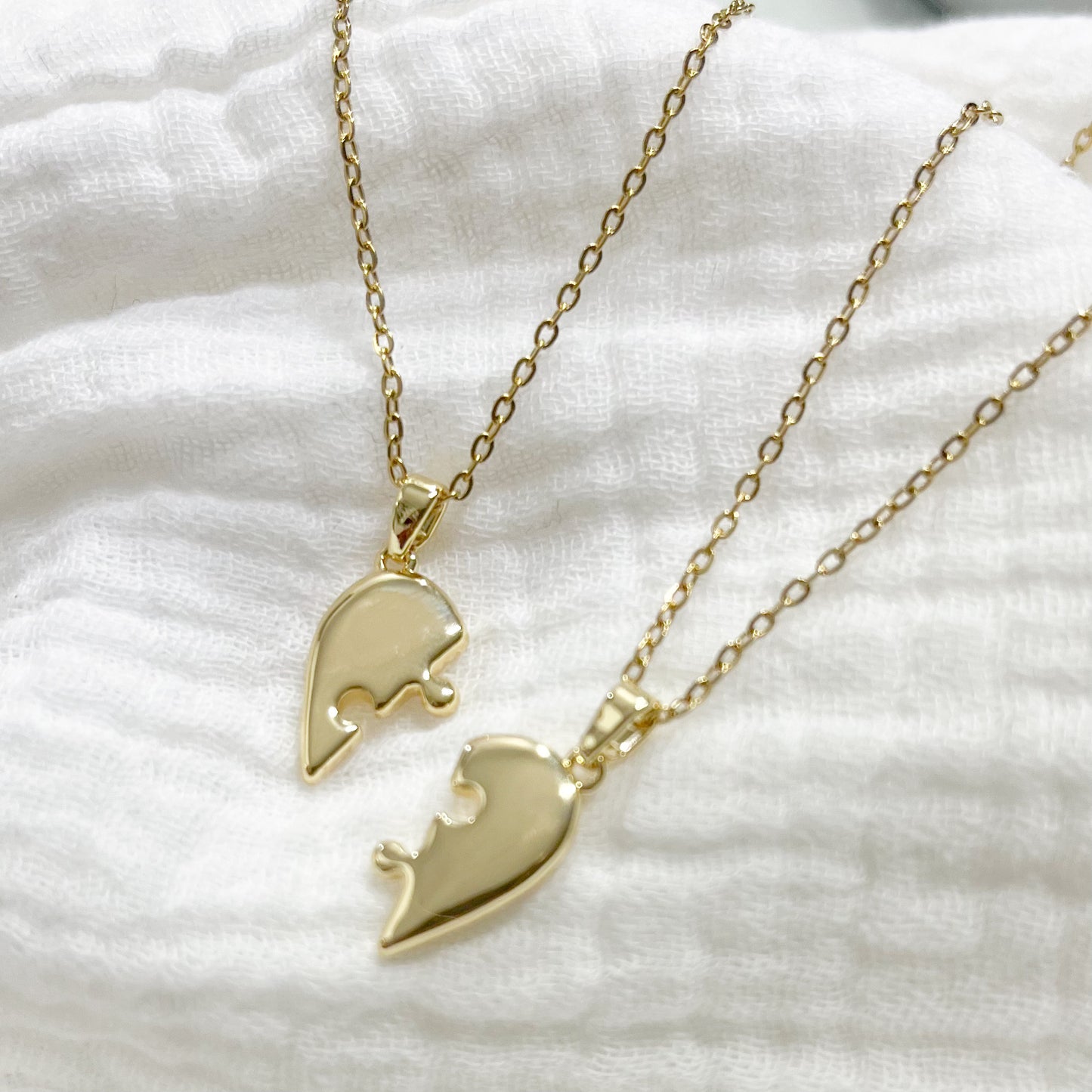 Collar duo corazón rompecabezas