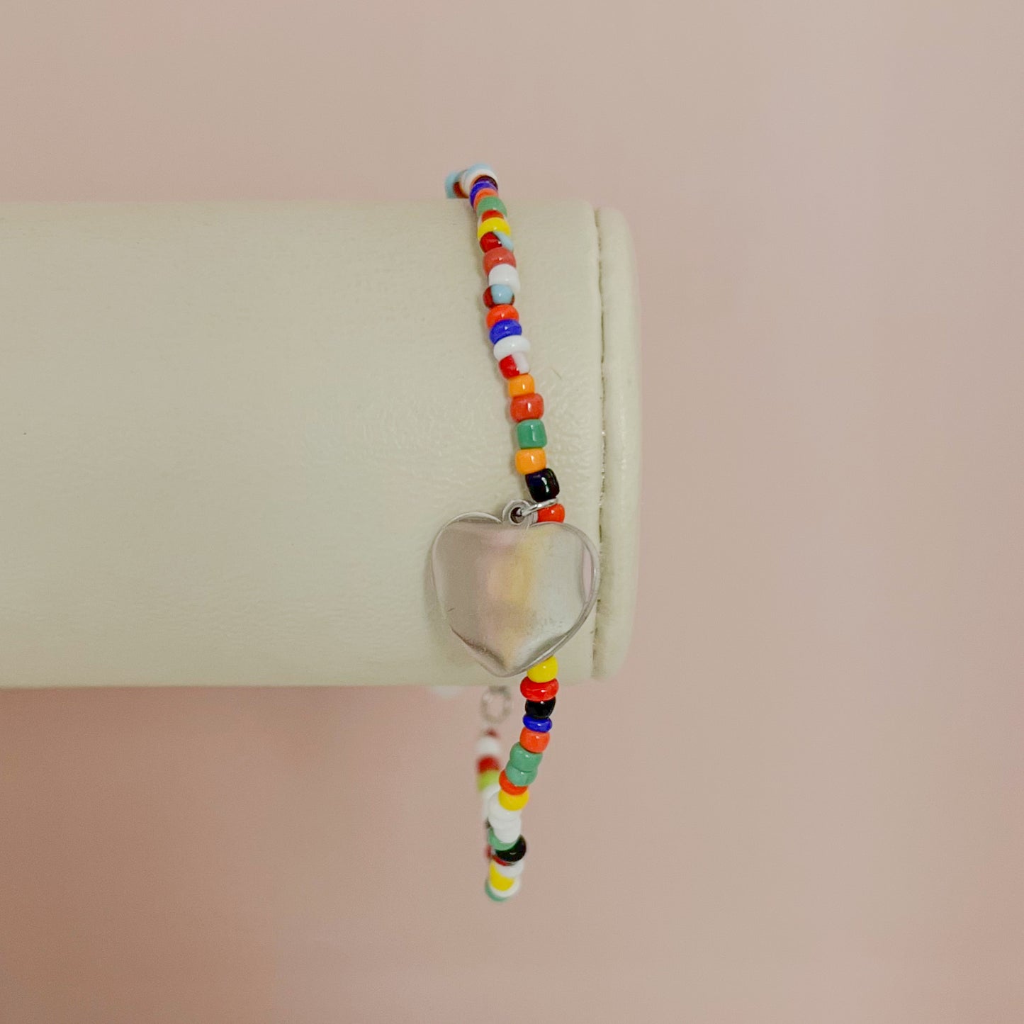 PULSERA COLORES CORAZÓN PLATEADO