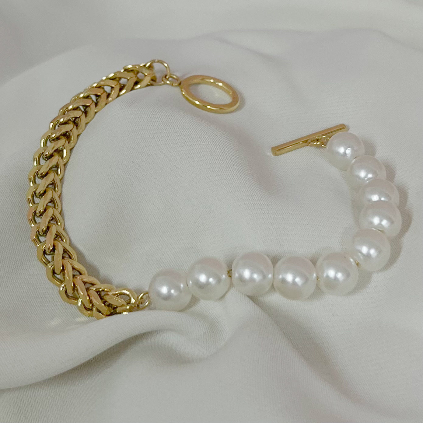 PULSERA CADENA Y PERLAS