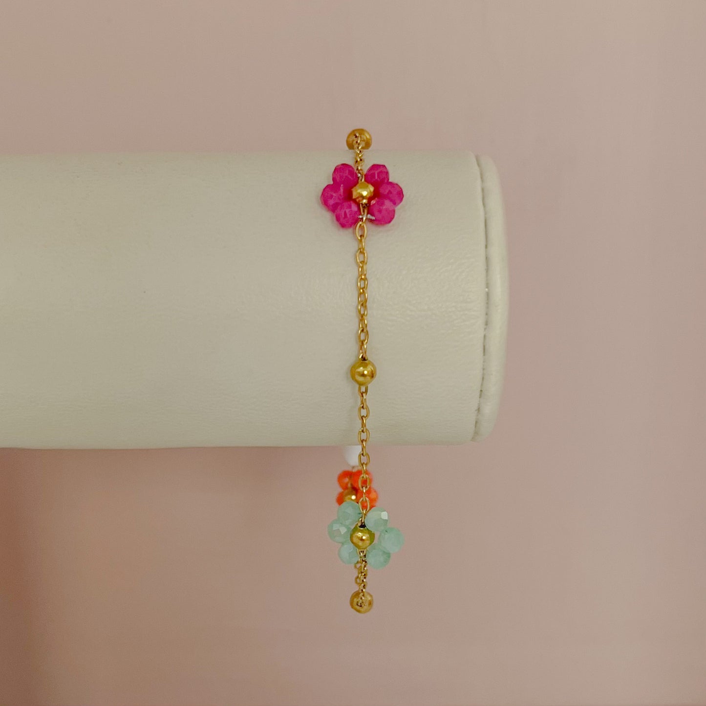 PULSERA FLORES COLORES TEJIDAS