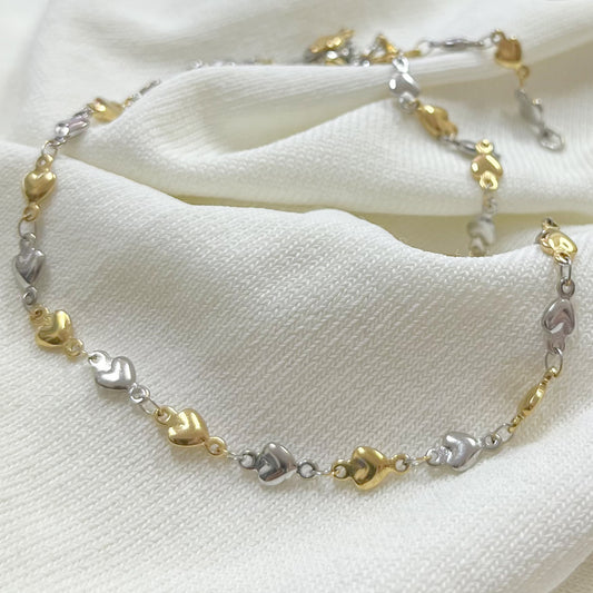 Choker corazones bicolor
