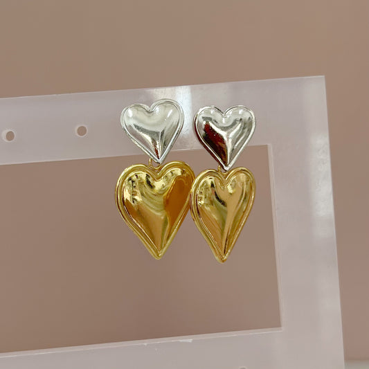 ARETE CORAZÓN BICOLOR