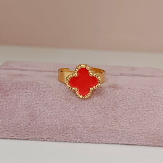 ANILLO TRÉBOL ROJO