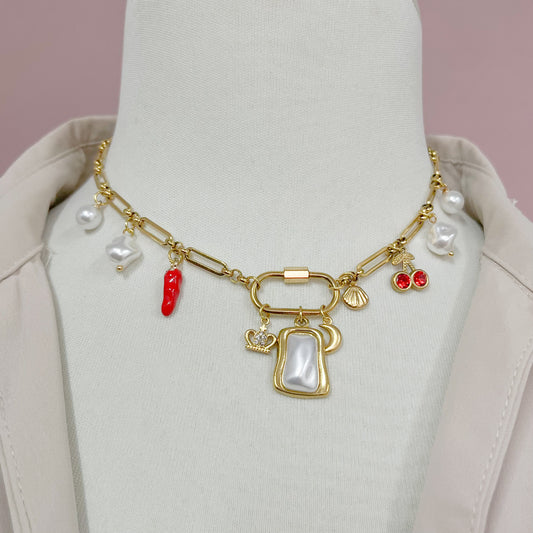 COLLAR DIJES PERLA ROJO