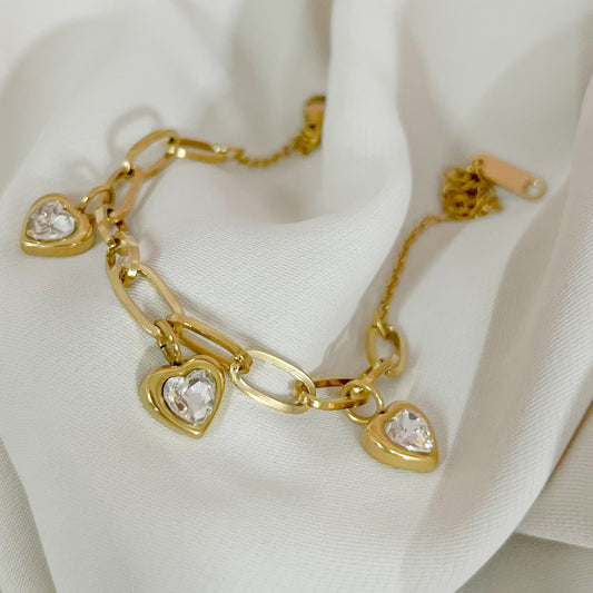 BRAZALETE CORAZONES ZIRCONIAS