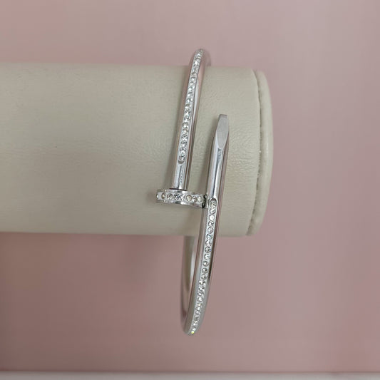 BRAZALETE CLAVO ZIRCONIAS PLATEADO