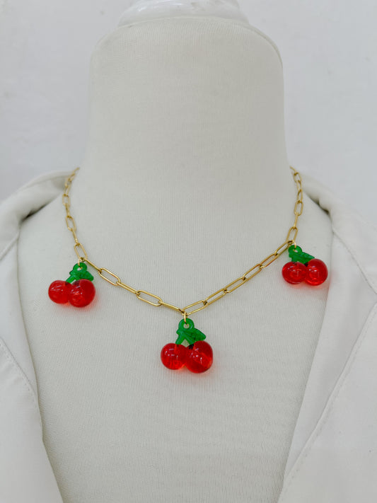 Collar cerezas acrilico