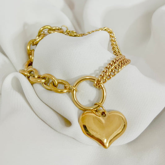 PULSERA CADENAS CORAZÓN