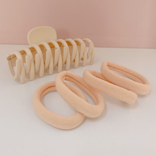 PINZA PICOS + 4 LIGAS BEIGE