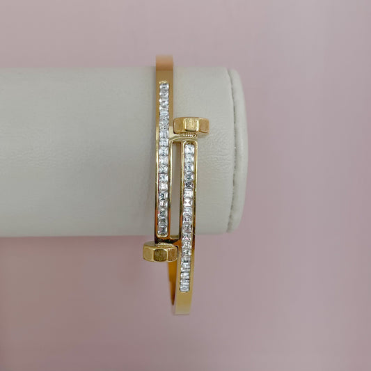 BRAZALETE DOBLE CLAVO ZIRCONIAS