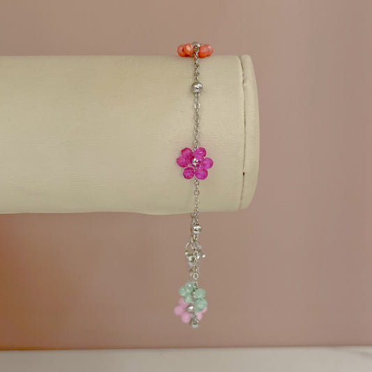 PULSERA FLORES TEJIDAS