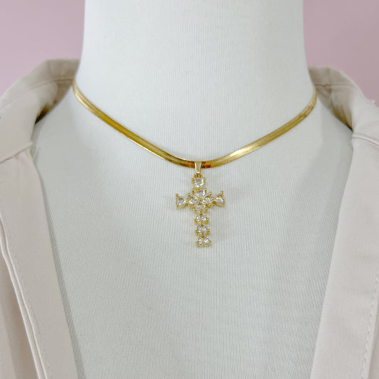 COLLAR CRUZ ZIRCONIAS PLANCHADO