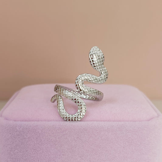 ANILLO SERPIENTE LARGA PLATEADO