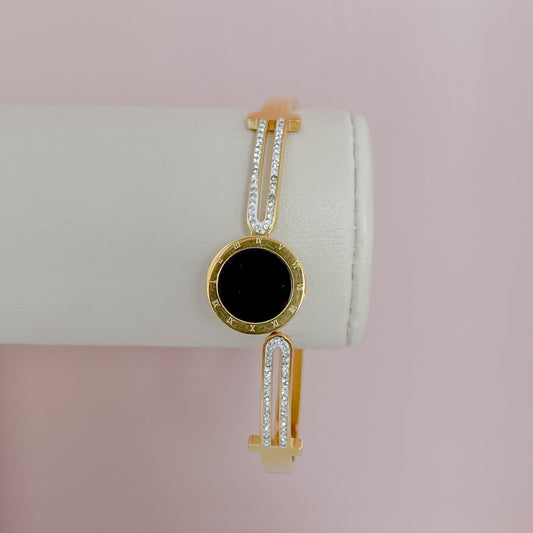BRAZALETE CIRCULO NEGRO ZIRCONIAS