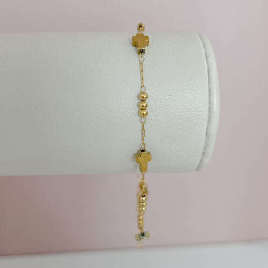 PULSERA CRUZ ESFERAS