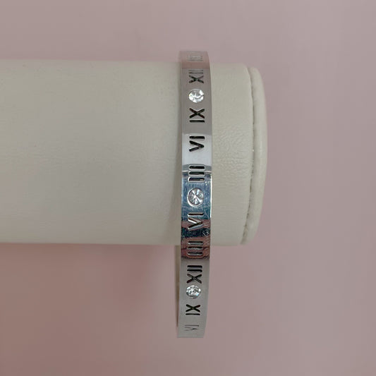 BRAZALETE ROMANO ZIRCONIAS PLATEADO
