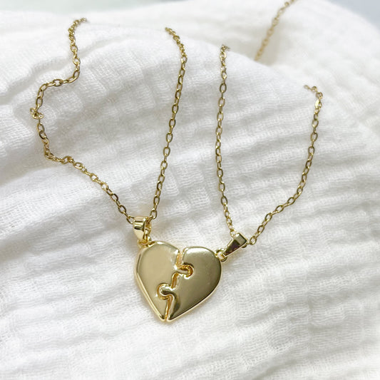 Collar duo corazón rompecabezas