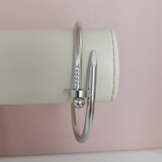 BRAZALETE CLAVO ESFERA PLATEADA