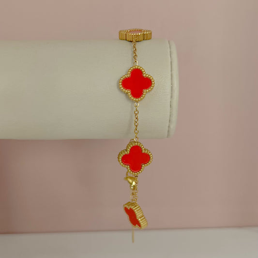 BRAZALETE TRÉBOL ROJO