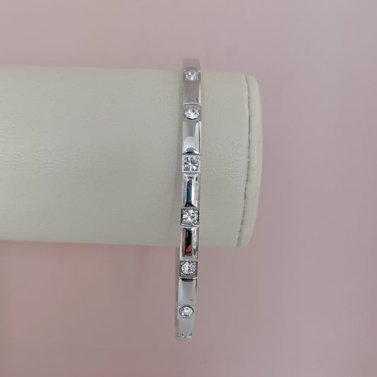 BRAZALETE ZIRCONIAS CUADRO PLATEADA