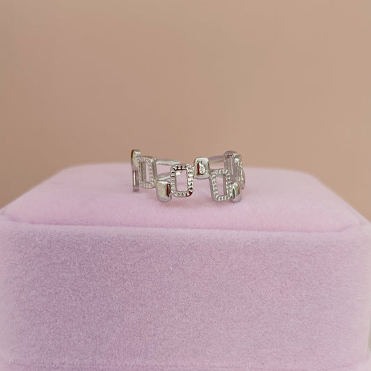 ANILLO CUADROS PLATEADO