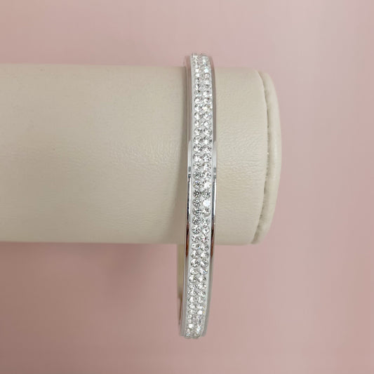 BRAZALETE DOBLE ZIRCONIAS PLATEADO