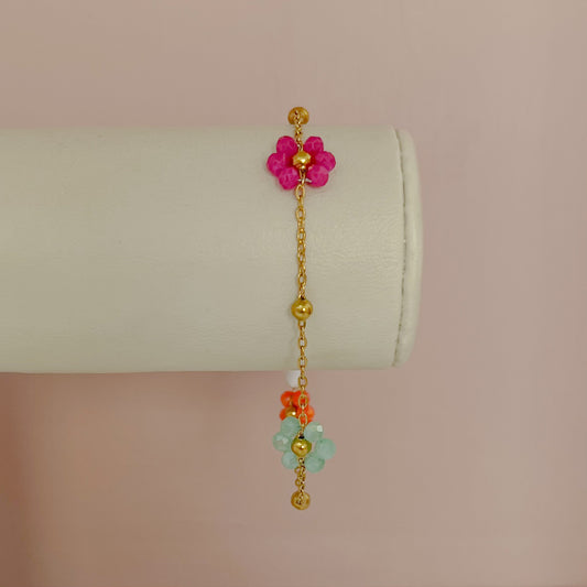 PULSERA FLORES COLORES TEJIDAS